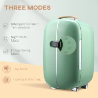 HOMCOM Portable Skincare Fridge with LED Display, 12L Mini Fridge for Beauty, Makeup and Cosmetics, Small Refrigerator Cooler for Bedroom, Home Office, Desktop, Green(m-5)