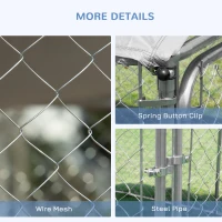 PawHut Outdoor Dog Kennel, Heavy Duty Dog Run Outdoor Fence with Waterproof Cover, Galvanized Chain Link, Secure Lock, 7.5' x 7.5' x 5.6'(m-6)