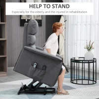 HOMCOM Power Lift Chair with Vibration Massage, Fabric Upholstered Recliner Chair for Elderly with Remote Control, Side Pockets, Grey(m-5)