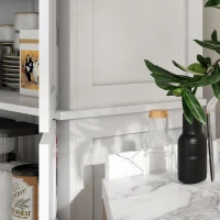 HOMCOM 72" Kitchen Cabinet, Pantry Storage Cabinet with Doors and Shelves, Freestanding Food Pantry Cabinet, White Wood Grain(m-8)