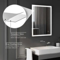 HOMCOM 36" x 28" Bathroom Mirror with LED Lights, Dimmable Makeup Mirror, Vanity Mirror with 3 Colors, Smart Touch, Anti-Fog(m-7)