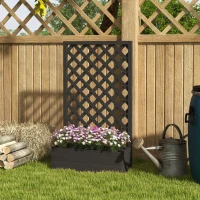Outsunny Trellis Planter Box for Climbing Plants, Raised Garden Bed w/ Trellis Lattice for Outdoor Garden, Backyard, Black(m-2)