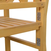 Outsunny 4FT Folding Outdoor Bench, 2-Seater Wooden Garden Bench with Slatted eat and Back, Patio Bench Outdoor Loveseat with Armrests for Backyard, Porch, Park, Natural(m-8)