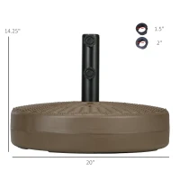 Outsunny Umbrella Stand for 1.5" or 2" Umbrella Poles, Round Fillable Umbrella Base for Outdoor, Lawn, Deck, Brown(m-3)