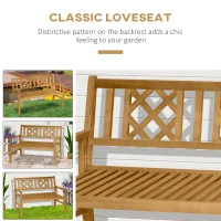 Outsunny 4FT Folding Outdoor Bench, 2-Seater Wooden Garden Bench with Slatted eat and Back, Patio Bench Outdoor Loveseat with Armrests for Backyard, Porch, Park, Natural(m-4)
