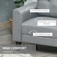 HOMCOM Button Tufted Armchair Modern Single Sofa Chair Upholstered Accent Chair with Rubber Wood Legs and Thick Padding Mid-Back for Living Room and Bedroom, Grey(m-6)