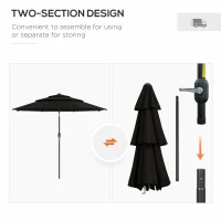 Outsunny 9FT 3 Tiers Patio Umbrella Parasol with Crank, Push Button Tilt for Deck, Backyard and Lawn, Black(m-6)