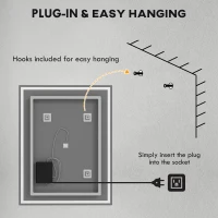 HOMCOM 36" x 28" Bathroom Mirror with LED Lights, Dimmable Makeup Mirror, Vanity Mirror with 3 Colors, Smart Touch, Anti-Fog(m-8)