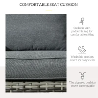 Outsunny Patio Wicker Adirondack Chair, Outdoor PE Rattan Fire Pit Chair, Muskoka Chair w/ Soft Cushions, Tall Curved Backrest and Comfortable Armrests for Deck or Garden, Grey(m-6)