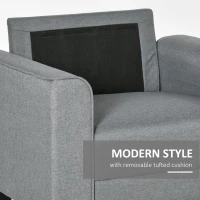 HOMCOM Button Tufted Armchair Modern Single Sofa Chair Upholstered Accent Chair with Rubber Wood Legs and Thick Padding Mid-Back for Living Room and Bedroom, Grey(m-7)