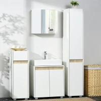 kleankin Wall Mounted Bathroom Medicine Cabinet Mirrored Cabinet with Hinged Door 2-Tier Storage and Adjustable Shelves White(m-7)