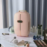 HOMCOM Portable Skincare Fridge with LED Display, 12L Mini Fridge for Beauty, Makeup and Cosmetics, Small Refrigerator Cooler for Bedroom, Home Office, Desktop, Pink(m-7)