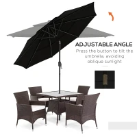 Outsunny 9FT 3 Tiers Patio Umbrella Parasol with Crank, Push Button Tilt for Deck, Backyard and Lawn, Black(m-4)