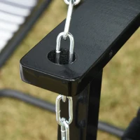 Outsunny 2-Seater Hanging Porch Swing Outdoor Patio Swing Chair Seat with Slatted Build and Chains, 440lbs Weight Capacity, Black(m-8)
