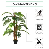 Outsunny Artificial Tree Areca Palm Tree Fake Plants in Pot with 21 Leaves for Indoor Decor, 8"x8"x60", Green(m-6)