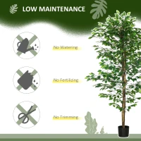 HOMCOM Set of 2 6ft Artificial Trees Ficus, Indoor Fake Plants with Pot, for Home Decor(m-6)