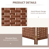 HOMCOM 4 Panel Room Divider, 6 Ft Indoor Portable Folding Privacy Screens, Diamond Hand-Woven Double Hinged Freestanding Partition Wall Dividers for Home Office, Brown(m-6)