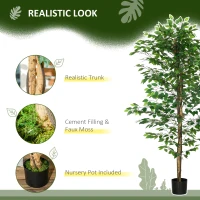 HOMCOM Set of 2 6ft Artificial Trees Ficus, Indoor Fake Plants with Pot, for Home Decor(m-5)