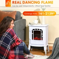 HOMCOM Electric Fireplace Heater, Freestanding Fireplace Stove with Realistic Flame Effect Overheat Protection 750W/1500W White(m-4)