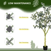 HOMCOM 5ft Artificial Tree, Indoor Fake Eucalyptus with White Tender Tips and Pot, for Home, Office, and Living Room Decor(m-6)