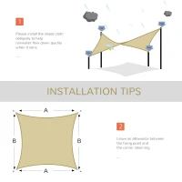 Outsunny 24' x 24' Outdoor Patio Sun Shade Sail, Square UV Resistant Canopy, Sand(m-6)