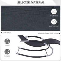 Outsunny Zero Gravity Rocking Chair Outdoor Chaise Lounge Chair Recliner Rocker with Detachable Pillow and Weather-Fighting Fabric for Patio, Deck, Pool, Black(m-6)