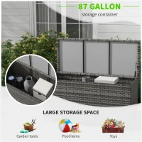 Outsunny 83 Gallon Deck Box, Gray - Large Outdoor Storage Chest on Wheels, Ideal for Garden Tools, Pool Toys & Patio Cushions(m-3)