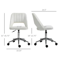 Vinsetto Modern Mid Back Office Chair with Velvet Fabric, Swivel Computer Armless Desk Chair with Hollow Back Design for Home Office, Cream White(m-3)