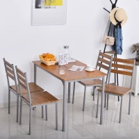HOMCOM Modern Dining Table Set for 4, 5-Piece Kitchen Table Set, Rectangular Dining Table and 4 Chairs for Small Space, Dinette, Breakfast Nook, Brown(m-9)