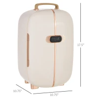HOMCOM Portable Skincare Fridge with LED Display, 12L Mini Fridge for Beauty, Makeup and Cosmetics, Small Refrigerator Cooler for Bedroom, Home Office, Desktop, White(m-3)