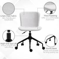Vinsetto Home Office Chair, Swivel Task Chair with Adjustable Height and Armless Design for Small Space, Living Room, Bedroom, Light Gray(m-7)