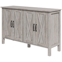 HOMCOM Sideboard Buffet with 4 Barn Doors and 2 Adjustable Shelves, Kitchen Buffet Cabinet for Living Room, Hallway, Gray