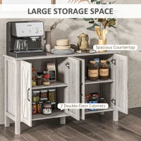 HOMCOM Sideboard Buffet with 4 Barn Doors and 2 Adjustable Shelves, Kitchen Buffet Cabinet for Living Room, Hallway, Gray(m-4)