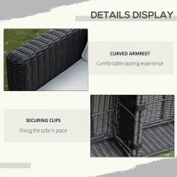 Outsunny 2 Piece Patio Wicker Corner Sofa Set, Outdoor PE Rattan Furniture, with Curved Armrests and Padded Cushions for Balcony, Garden, or Lawn, Beige(m-6)