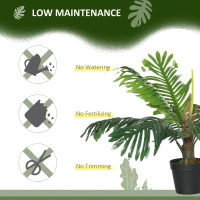 Outsunny 2FT Artificial Palm Tree, Fake Tropical Tree with Lifelike Leaves, Faux Plant in Pot for Indoor Decoration, Green(m-7)