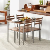 HOMCOM Modern Dining Table Set for 4, 5-Piece Kitchen Table Set, Rectangular Dining Table and 4 Chairs for Small Space, Dinette, Breakfast Nook, Brown(m-8)