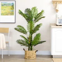 HOMCOM Artificial Tree Areca Palm Tree Fake Plants in Pot with 21 Leaves for Indoor Decor, 8"x8"x60", Green(m-7)