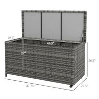 Outsunny 83 Gallon Deck Box, Gray - Large Outdoor Storage Chest on Wheels, Ideal for Garden Tools, Pool Toys & Patio Cushions(m-2)