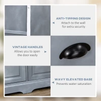 HOMCOM Sideboard Buffet Kitchen Sideboard Cabinet with 3 Drawers 3 Door Cabinets Adjustable Shelf for Living Room Gray(m-6)