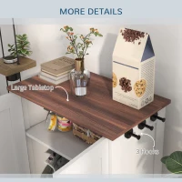 PawHut Pet Feeding Station, Dog Food Storage Cabinet w/ Raised Dog Bowls, Adjustable Panel, Hooks for Medium Dogs, White(m-7)