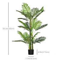 HOMCOM Artificial Tree Areca Palm Tree Fake Plants in Pot with 21 Leaves for Indoor Decor, 8"x8"x60", Green(m-3)