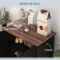 PawHut Pet Feeding Station, Dog Food Storage Cabinet w/ Raised Dog Bowls, Adjustable Panel, Hooks for Medium Dogs, Black(m-7)