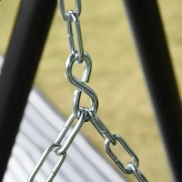 Outsunny 2-Seater Hanging Porch Swing Outdoor Patio Swing Chair Seat with Slatted Build and Chains, 440lbs Weight Capacity, Black(m-9)