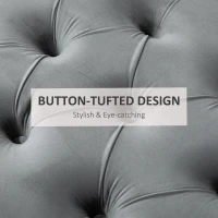 HOMCOM Vintage Semi-Circle End of Bed Bench, Upholstered Bedroom Entryway Bench with Tufted Velvet-Touch Fabric with Rubberwood Legs, Gray(m-6)