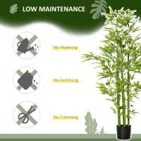 HOMCOM 5FT Artificial Bamboo Tree Faux Decorative Plant in Nursery Pot for Indoor Décor(m-6)