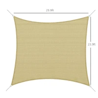 Outsunny 24' x 24' Outdoor Patio Sun Shade Sail, Square UV Resistant Canopy, Sand(m-3)