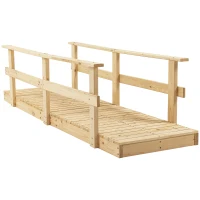 Outsunny 7' Garden Bridge Wooden Footbridge for Backyard Ponds, Creeks, Streams, Natural(m-1)