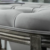 HOMCOM Vintage Semi-Circle End of Bed Bench, Upholstered Bedroom Entryway Bench with Tufted Velvet-Touch Fabric with Rubberwood Legs, Gray(m-9)