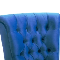 HOMCOM Retro High Back Armless Royal Accent Chair Fabric Upholstered Tufted Seat for Living Room, Dining Room and Bedroom, Blue(m-7)