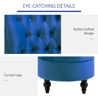 HOMCOM Retro High Back Armless Royal Accent Chair Fabric Upholstered Tufted Seat for Living Room, Dining Room and Bedroom, Blue(m-5)